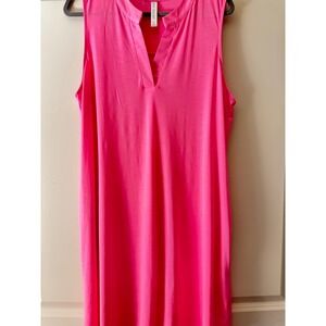 Dear Scarlett Hot Pink Sleeveless V Neck Midi Dress Women's XL